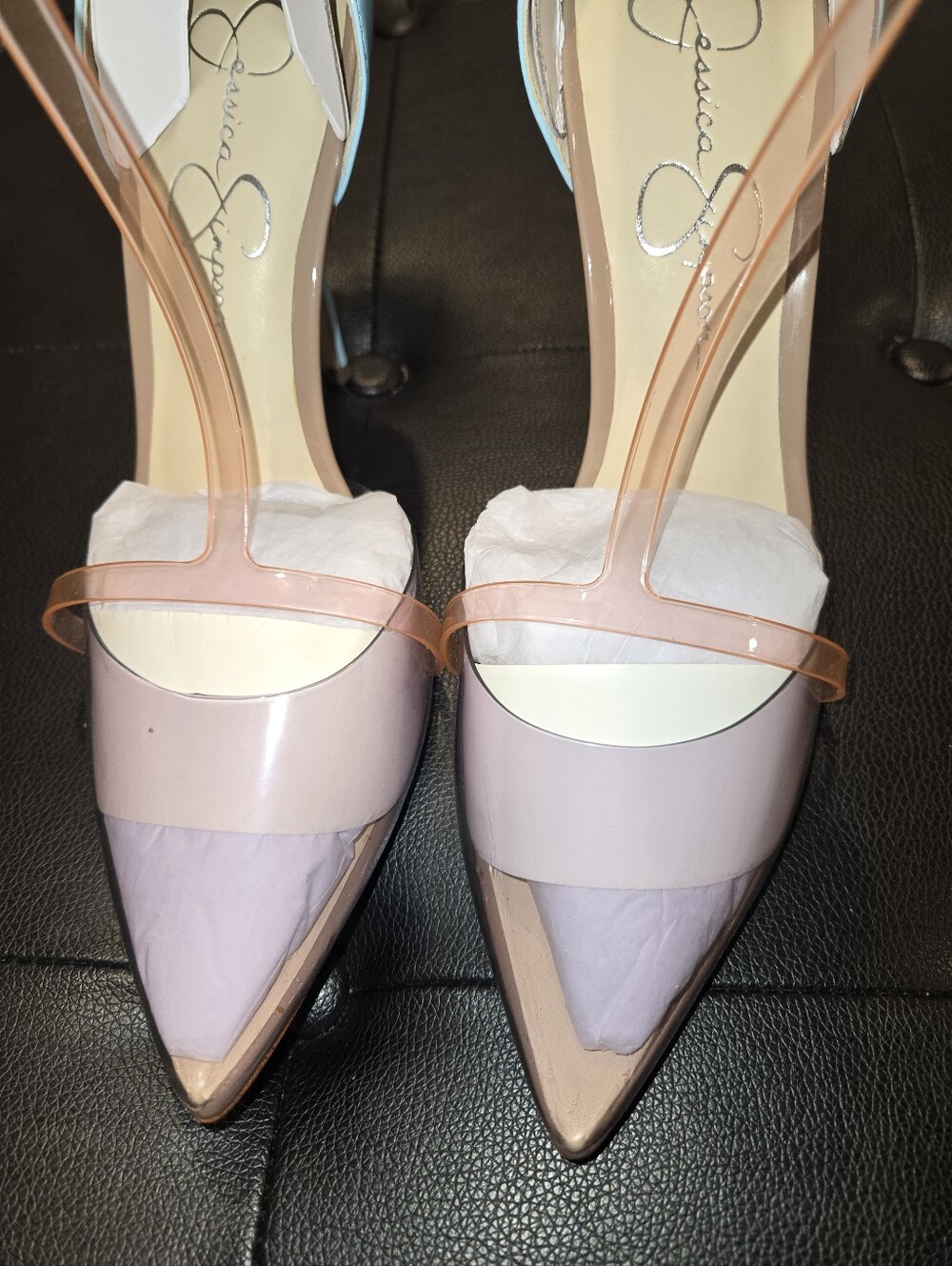 Jessica Smpson Heels. Pointed Toe Ankle Strap Pumps in Pastel Multi-Color - Picture 5 of 8